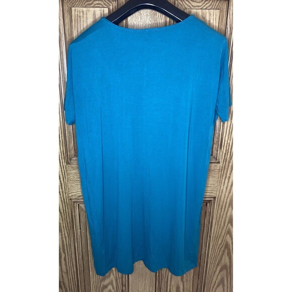 Eileen‎ Fisher Women's Size Small Teal Jersey Shirt Short Sleeve Dress - Picture 5 of 6